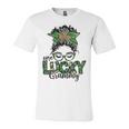 One Lucky Grammy St Patricks Day Messy Bun Leopard Unisex Jersey Short Sleeve Crewneck Tshirt