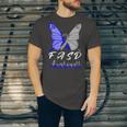 Fasd Awareness Butterfly Blue And Grey Ribbon Fetal Alcohol Spectrum Disorder Fetal Alcohol Spectrum Disorder Awareness Unisex Jersey Short Sleeve Crewneck Tshirt