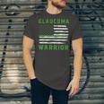 Glaucoma Warrior Usa Flag United States Flag Green Ribbon Glaucoma Glaucoma Awareness Unisex Jersey Short Sleeve Crewneck Tshirt