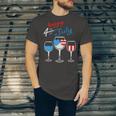 Red Wine Blue 4Th Of July Wine Red White Blue Wine Glasses V4 Unisex Jersey Short Sleeve Crewneck Tshirt