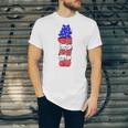 4Th Of July Cat Patriotic American Flag Cute Cats Pile Stack Jersey T-Shirt