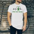 Adrenal Cancer Awareness Heartbeat Green Ribbon Adrenal Cancer Adrenal Cancer Awareness Unisex Jersey Short Sleeve Crewneck Tshirt