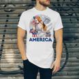 Beagle American Flag Sunglasses 708 Shirt Unisex Jersey Short Sleeve Crewneck Tshirt