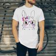 Cute Bunny Rabbit Face Tie Dye Glasses Girl Happy Easter Day Unisex Jersey Short Sleeve Crewneck Tshirt