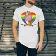 Cute Orange Tabby Cat Skateboarder Rainbow Heart Skater Jersey T-Shirt