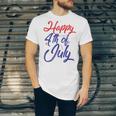 Happy 4Th Of July Dark Red Blue Text Unisex Jersey Short Sleeve Crewneck Tshirt