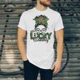 One Lucky Grammy St Patricks Day Messy Bun Leopard Unisex Jersey Short Sleeve Crewneck Tshirt