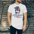 Yes Im An Ultra Maga Girl Proud Of It Usa Flag Messy Bun Jersey T-Shirt