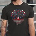 American Tree 4Th Of July Usa Flag Hearts Roots Patriotic Jersey T-Shirt