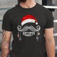 Believe Christmas Santa Mustache With Ornaments Believe Jersey T-Shirt