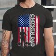 Chicken Chicken Chicken Dad American Flag Poultry Farmer Dad Fathers Day Unisex Jersey Short Sleeve Crewneck Tshirt