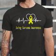 Ewings Sarcoma Awareness Heartbeat Yellow Ribbon Ewings Sarcoma Ewings Sarcoma Awareness Unisex Jersey Short Sleeve Crewneck Tshirt