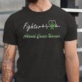 Fighter Adrenal Cancer Warrior Heartbeat Green Ribbon Adrenal Cancer Adrenal Cancer Awareness Unisex Jersey Short Sleeve Crewneck Tshirt