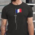France Signature Flag Pole - Elegant Patriotic French Flag Unisex Jersey Short Sleeve Crewneck Tshirt