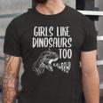 Girls Like Dinosaurs Too Girl Rex Dinosaur Lover Jersey T-Shirt