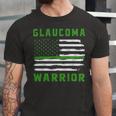 Glaucoma Warrior Usa Flag United States Flag Green Ribbon Glaucoma Glaucoma Awareness Unisex Jersey Short Sleeve Crewneck Tshirt