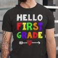 Hello First Grade Team 1St Grade Back To School Teacher Kids Unisex Jersey Short Sleeve Crewneck Tshirt