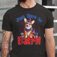 Just Here To Bang Funny Fourth Of July 4Th Of July Corgi Unisex Jersey Short Sleeve Crewneck Tshirt