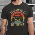 Leveling Up To Daddy Of Twins Expecting Dad Video Gamer Unisex Jersey Short Sleeve Crewneck Tshirt