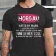 Morgan Name Gift Morgan Hated By Many Loved By Plenty Heart On Her Sleeve Unisex Jersey Short Sleeve Crewneck Tshirt