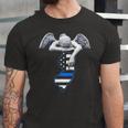 New Jersey Thin Blue Line Flag And Angel For Law Enforcement Jersey T-Shirt