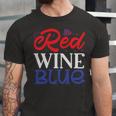 Red Wine Blue 4Th Of July Wine Red White Blue Wine Glasses V2 Unisex Jersey Short Sleeve Crewneck Tshirt