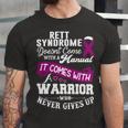 Rett Syndrome Doesnt Come With A Manual It Comes With A Warrior Who Never Gives Up Purple Ribbon Rett Syndrome Rett Syndrome Awareness Unisex Jersey Short Sleeve Crewneck Tshirt