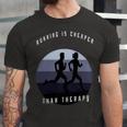 Running Is Cheaper Than Therapy Unisex Jersey Short Sleeve Crewneck Tshirt