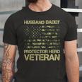 Veteran Husband Daddy Protector Hero Veteran American Flag Vintage Dad 2 Navy Soldier Army Military Unisex Jersey Short Sleeve Crewneck Tshirt