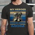 Vintage Veteran Mom My Heroes Dont Wear Capes Army Boots T-Shirt Unisex Jersey Short Sleeve Crewneck Tshirt