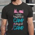 What Happens At Camp Stays At Camp Shirt Kids Camping Pink Unisex Jersey Short Sleeve Crewneck Tshirt