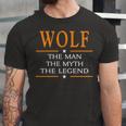 Wolf Name Gift Wolf The Man The Myth The Legend Unisex Jersey Short Sleeve Crewneck Tshirt