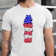 4Th Of July Cat Patriotic American Flag Cute Cats Pile Stack Jersey T-Shirt
