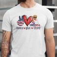 4Th Of July Peace Love Trump Merica Usa Flag Patriotic Jersey T-Shirt
