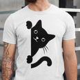 Black Cat Peeking Unisex Jersey Short Sleeve Crewneck Tshirt