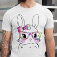 Cute Bunny Rabbit Face Tie Dye Glasses Girl Happy Easter Day Unisex Jersey Short Sleeve Crewneck Tshirt