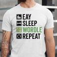 Eat Eat Sleep Wordle Repeat Wordle Lover Wordle Addict Unisex Jersey Short Sleeve Crewneck Tshirt