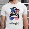 Funny Mom Life Messy Bun America Flag Mors Day 4Th Of July T-Shirt Unisex Jersey Short Sleeve Crewneck Tshirt