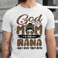 God Gifted Me Two Titles Mom And Nana Leopard Unisex Jersey Short Sleeve Crewneck Tshirt