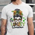 One Lucky Grandma Shamrock Plaid Leopard St Patricks Day Unisex Jersey Short Sleeve Crewneck Tshirt