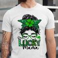 One Lucky Mama Messy Bun Shamrock St Patricks Day Unisex Jersey Short Sleeve Crewneck Tshirt