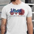Peace Love America Flag Sunflower 4Th Of July Memorial Day Unisex Jersey Short Sleeve Crewneck Tshirt