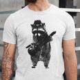 Raccoon Wielding Ukulele Unisex Jersey Short Sleeve Crewneck Tshirt