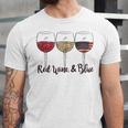Red Wine & Blue 4Th Of July Wine Red White Blue Wine Glasses V2 Jersey T-Shirt