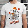 Skeleton It’S Fall Y’All Thanksgiving Funny Autumn Halloween Unisex Jersey Short Sleeve Crewneck Tshirt