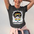 Black Free Mom Hugs Messy Bun Lgbt Pride Rainbow Jersey T-Shirt