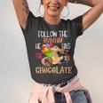 Follow The Bunny He Has Chocolate Unisex Jersey Short Sleeve Crewneck Tshirt