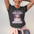 Just A Girl Who Loves Anime Peace Symbol V Fingers Fun Jersey T-Shirt