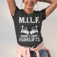 MILF Man I Love Forklifts Jokes Funny Forklift Driver Unisex Jersey Short Sleeve Crewneck Tshirt