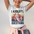 Axolotl Questions I Ask A Lot Of Questions Pun Vintage Unisex Jersey Short Sleeve Crewneck Tshirt